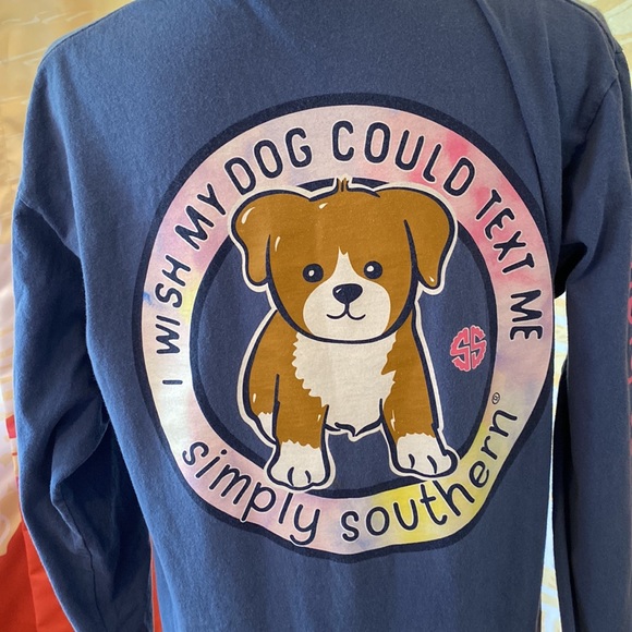 2 SIMPLY SOUTHERN TIE DYE LONG SLEEVE TEES SIZE MEDIUM BLUE PINK WHITE (LOT OF 2 - Picture 6 of 7